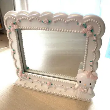 키티 헬로키티 탁상 거울 진주 장미 웨딩 화이트