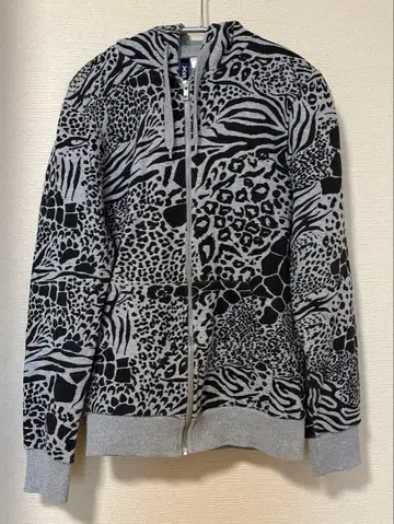 H&M 그레이 집업 후드티 남성용 애니멀 무늬 XS