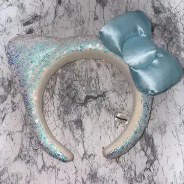 키티 스팽글 스카이블루 머리띠