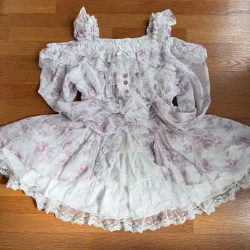 LIZLISA 로즈 리본 쉬폰 셋업 화이트