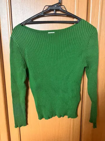 IENA 리브 보트넥 풀오버 그린 봄 니트