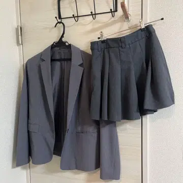 지유 워셔블 테일러드 자켓 그레이 L, 미니 스커트 세트