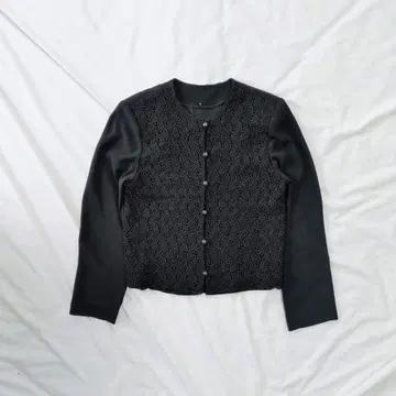 입학식 졸업식 포멀 레이스 가디건 블랙 M 리프 무늬