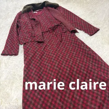 marie claire 마리끌레르 원피스 셋업 빨간색 체크 무늬 F