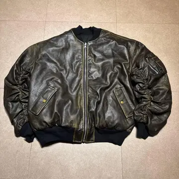 Unblank ma-1 봄버 자켓 가죽 리버서블