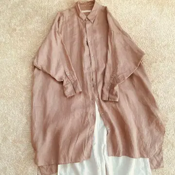 rukkilill 린넨 롱 셔츠 핑크 베이지 긴팔