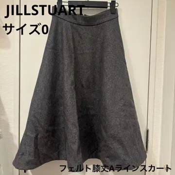 JILLSTUART 다크 그레이 플레어 스커트 무릎 기장 울 혼방