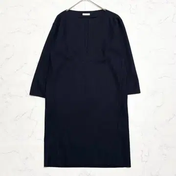 드레 스테리아 롱 원피스 I라인 포멀 F 사이즈 울 다크 네이비