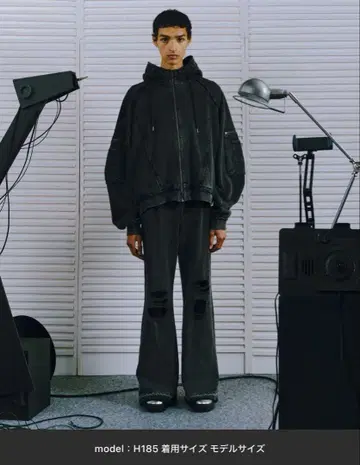 HARE 피그먼트 더블 포켓 집업 후드티 그레이 S