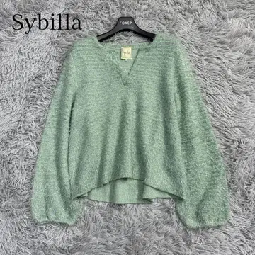 컨디션 최상 2021년 시빌라 스팽글 샤기 니트 얇은 소재 루즈핏 민트