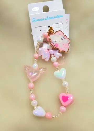 헬로키티 천사 하트 핑크 스트랩