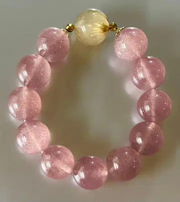 비너스 루틸 & 핑크 에피도트 디자인 팔찌