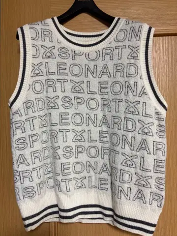 LEONARD SPORT 니트 베스트 화이트 그레이