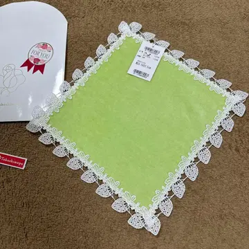 미사용 새상품 근자와 레이스 라이트 그린 타월 손수건 화이트 이치고