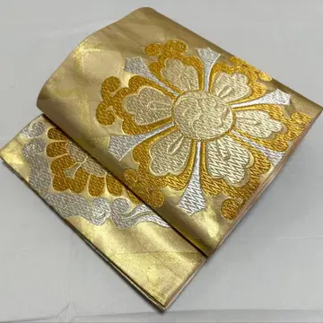 A 화문 무늬 금은사 순수 실크 육통 후쿠로 오비 포멀 O22