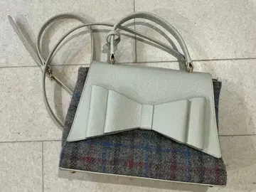 Samantha Thavasa Harris Tweed 그레이 리본 백