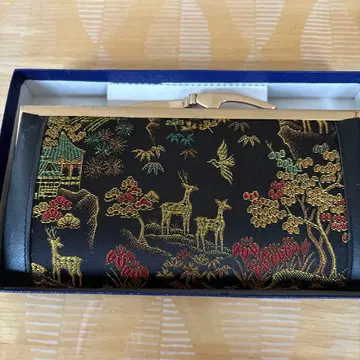 교토 직조 가마구치 장지갑 사슴 패턴 일본 정통의상 소품 미사용