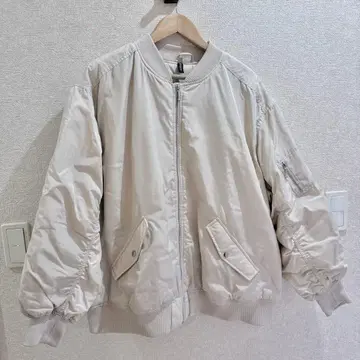 H&M 여성용 오버 사이즈 플라이트 자켓 실버 라이트 그레이