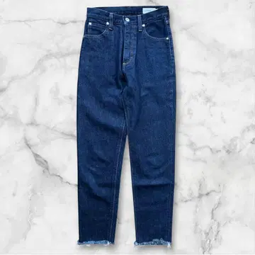 HYKE 데님 팬츠 26 테이퍼드 컷오프 밑단 일본제 인디고