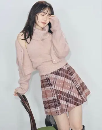 snidel 스나이델 로빙 체크 미니 스커트 0 사이즈 PNK