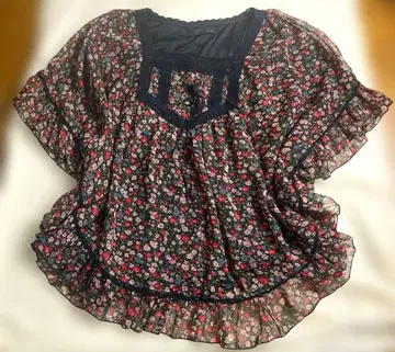 y2k 00s 페어리 그런지 모리걸 꽃무늬 판초 레이스 히메카지