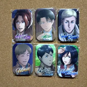 진격의 거인 마루카쿠 캔뱃지 6개 세트 한지 리바이 미카사 캔뱃지