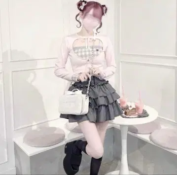 [택 포함 새상품] HONEYMEW 허니뮤우 깅엄 앙상블 상의 핑크