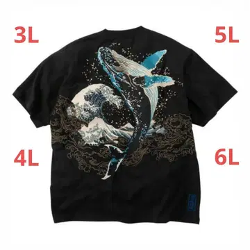 카라쿠리타마시 좌두고래 비상 반팔 T셔츠 vk3