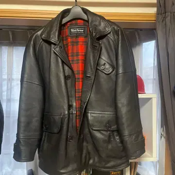 소가죽 레더 카 코트 블랙 90s Wind Armor