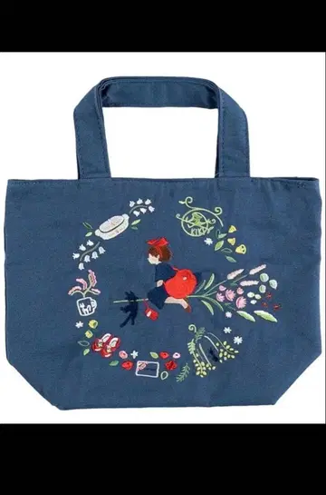 마녀 배달부 키키 플라워 리스 자수 시리즈 런치 토트백