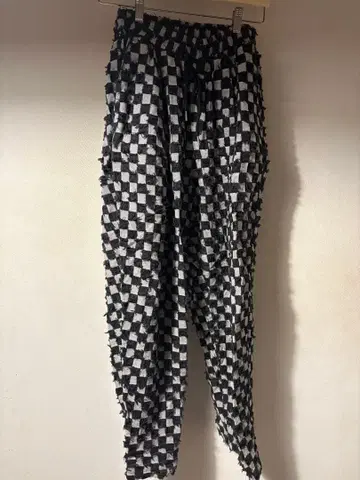 프릴 장식 블랙 화이트 체크 와이드 팬츠 y2k 하라주쿠