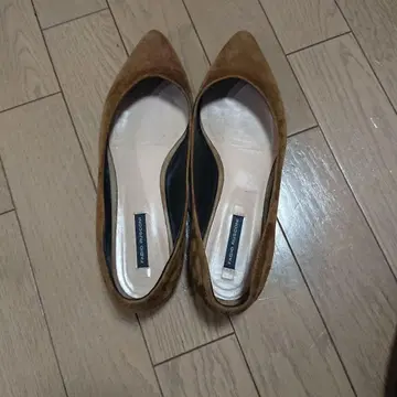 파비오 루스코니 브라운 스틸레토 플랫슈즈 38