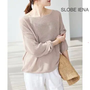 새상품급 2024 SLOBE IENA 워셔블 린넨 혼방 보트넥 니트 F