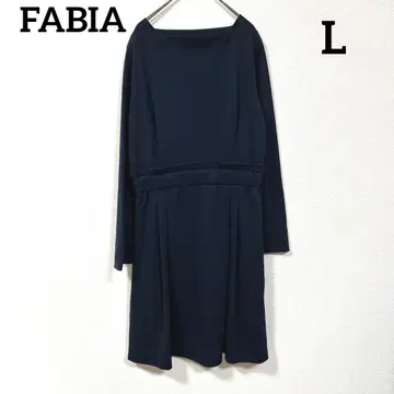 FABIA 긴팔 무릎 기장 원피스 허리밴딩 보트넥