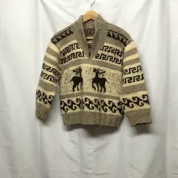카우친 스웨터 니트 루돌프 올 패턴 브라운 베이지 L 상당 L2292