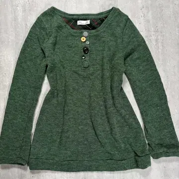 모리걸 버튼 장식 니트 그린