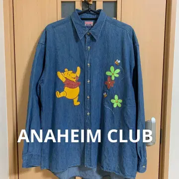ANAHEIM CLUB 곰돌이 푸 데님 셔츠 긴팔 빅 실루엣