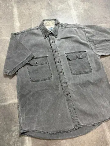 [ 90s ] PACIFIC SCENE 후염 블랙 데님 셔츠 반팔