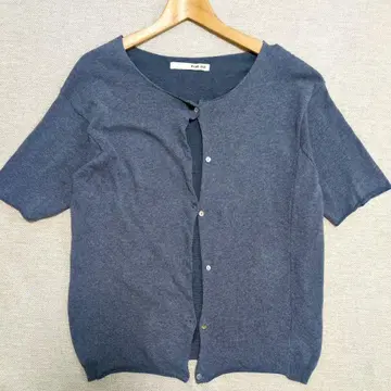 evam eva 반팔 니트 가디건 다크 블루