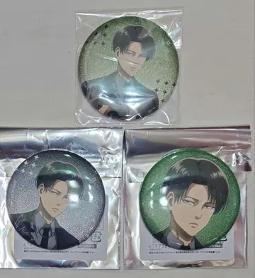 진격의 거인 하네스 스타일 트레이딩 글리터 캔뱃지 리바이 3점