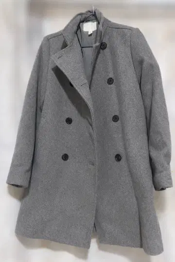 H&M 더블 버튼 코트 그레이