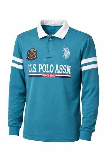 U.S. POLO ASSN. 터콰이즈 긴팔 피케 셔츠