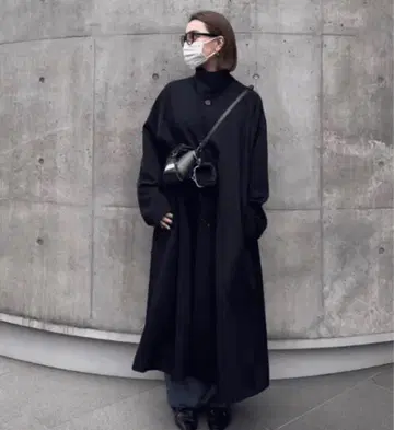 CABaN 울 개버딘 스탠드 카라 코트