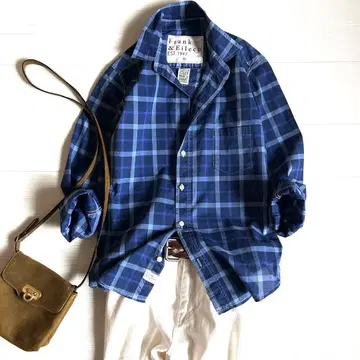 새상품급 Frank&Eileen BARRY 발리 블루 체크 셔츠 XS