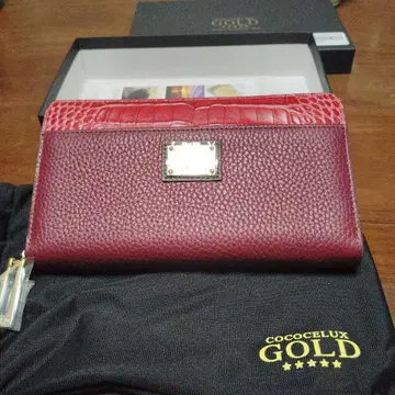 COCOCELUX GOLD 가죽 장지갑 레드