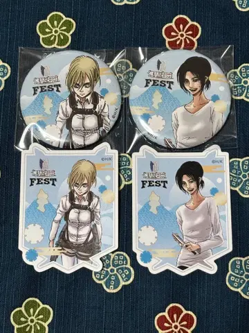 진격의 거인 히타 페스티벌 캔뱃지 스티커 파란색 히스토리아 유미르 세트
