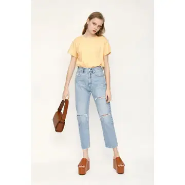 크러쉬 하이웨스트 루즈 테이퍼드 팬츠 SLY 데님