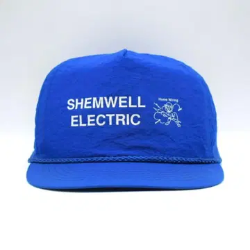 90s 대만제 빈티지 전기 기업 프린트 나일론 캡 주름 가공