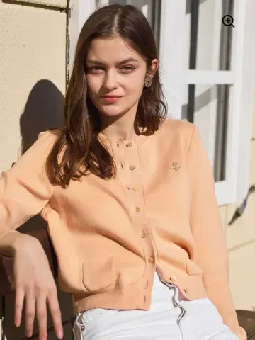 카프리노 가디건 SAKURA 캐시미어 파우더 오렌지