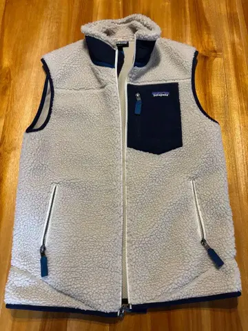 patagonia 플리스 베스트 S 화이트/네이비